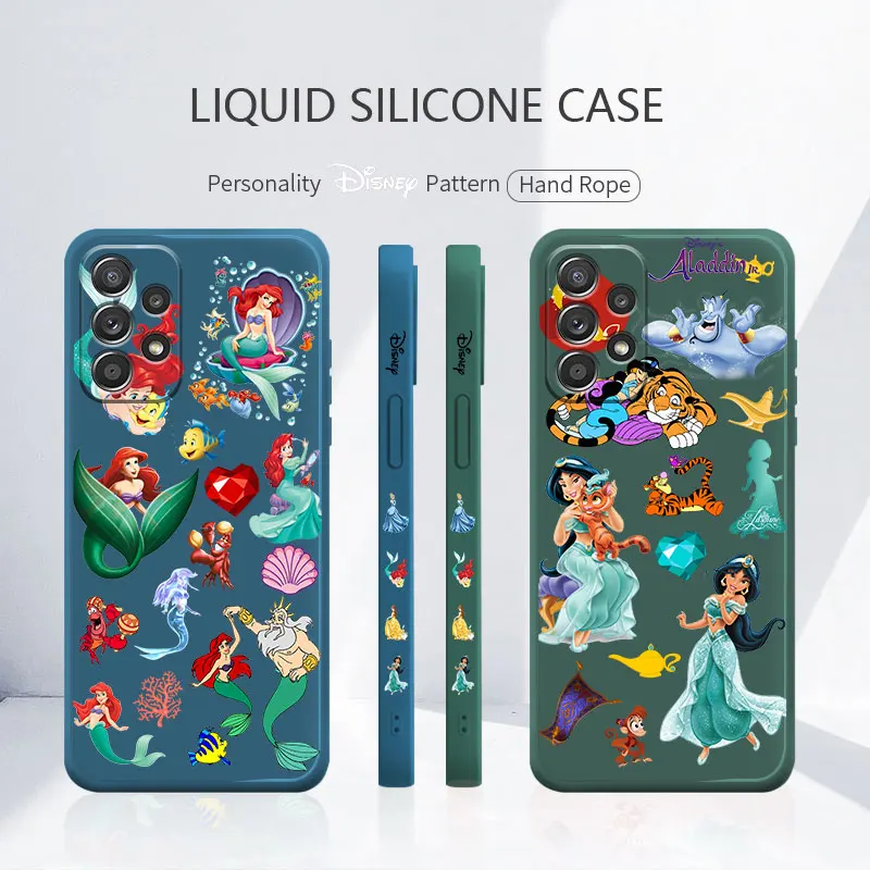 

Liquid Cover Case for Samsung Galaxy A52 A12 A51 A21s A32 A71 4G 5G A41 A31 A73 Capa Disney Ariel Princess Jasmine Soft Cell