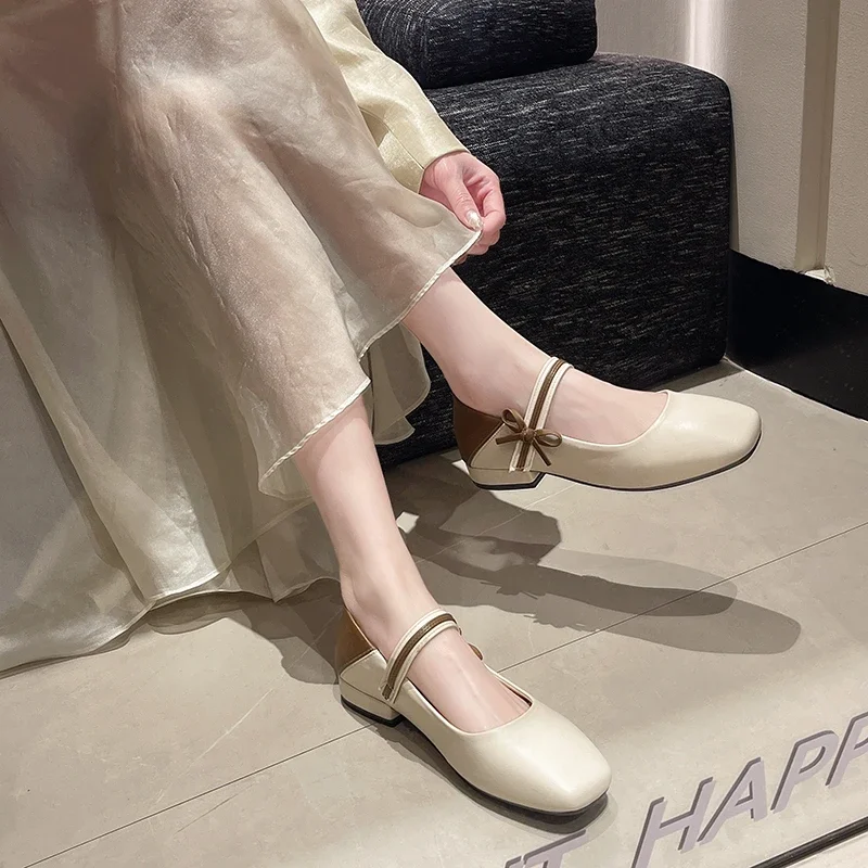 Туфли-лодочки женские в стиле ретро балетки лоферы плоская подошва Мэри Джейн