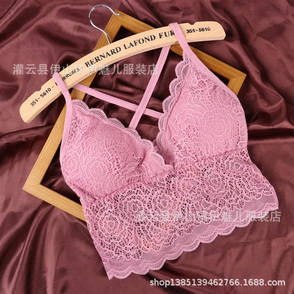 The new lace sexy sling for 2022 with a chest top and see-through solid color vest bottom B3123