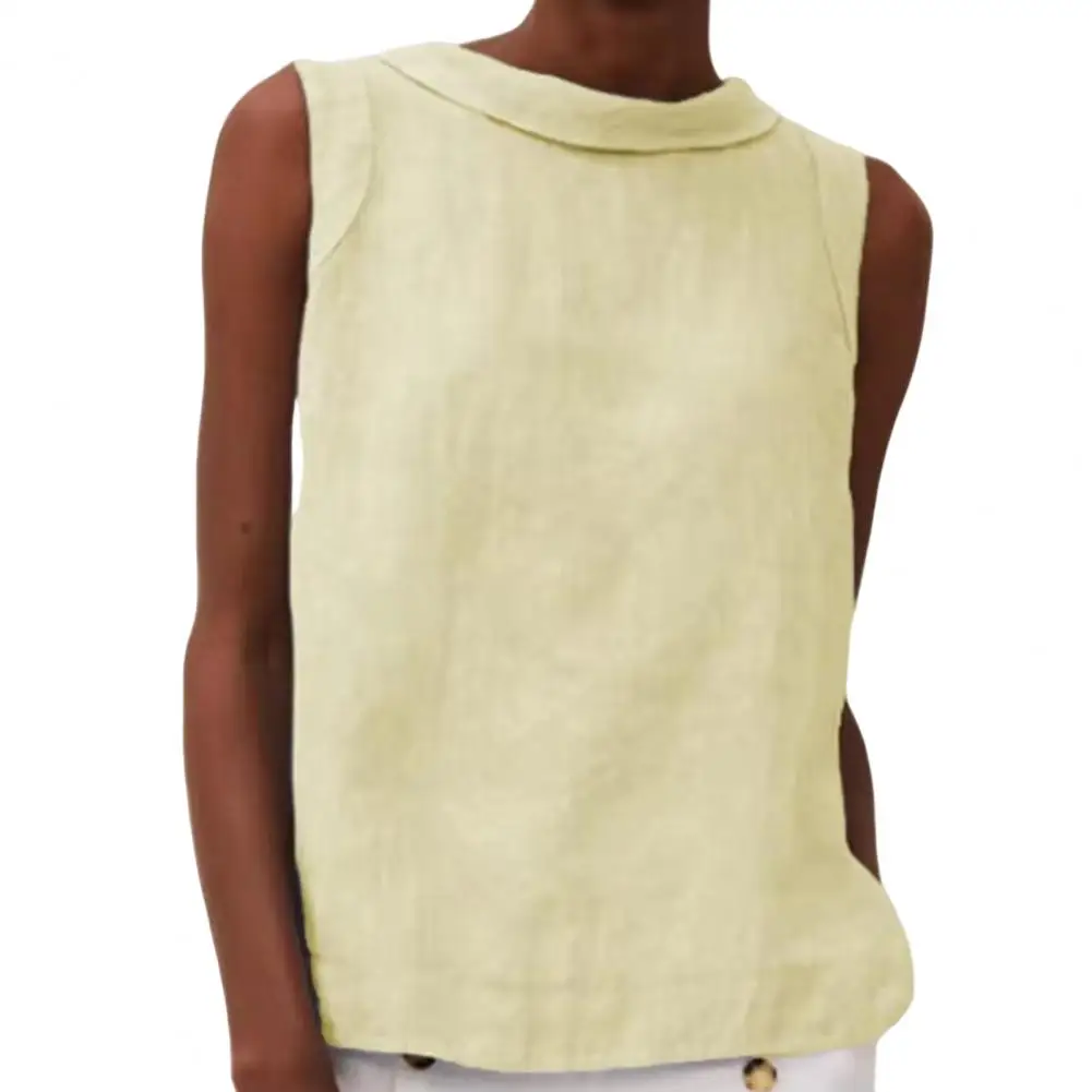 

Top Women Blusas 2022 Summer Sleeveless Tops Crew Neck Fashion Casual All-Match Solid Color Blouses Women Top for Streetwear