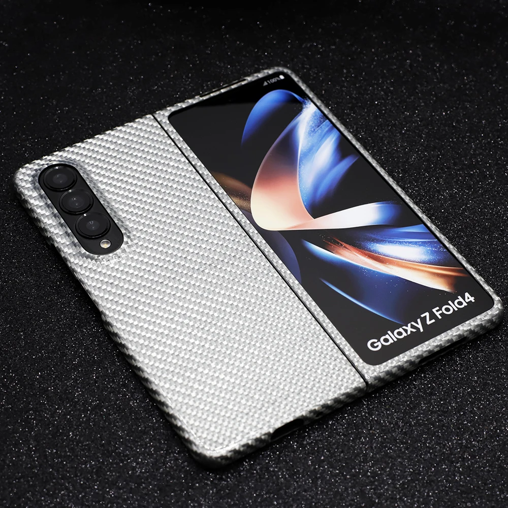 

Hot Real Aramid Fiber For Galaxy Z Fold 4 Color Carbon Fiber Ultra Thin Durable Hard Phone Galaxy Z Fold 4 Case Cover
