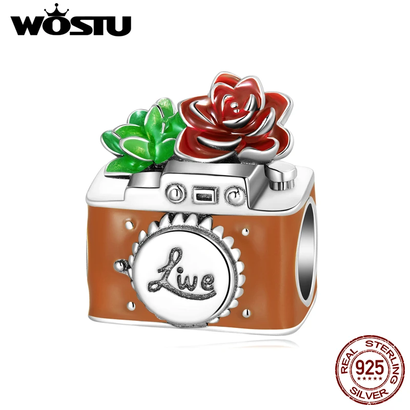 

WOSTU 100% Real 925 Sterling Silver Vintage Colorful Camera Charms Beads Fit Original DIY Bracelet Necklace Fine Jewelry Gifts