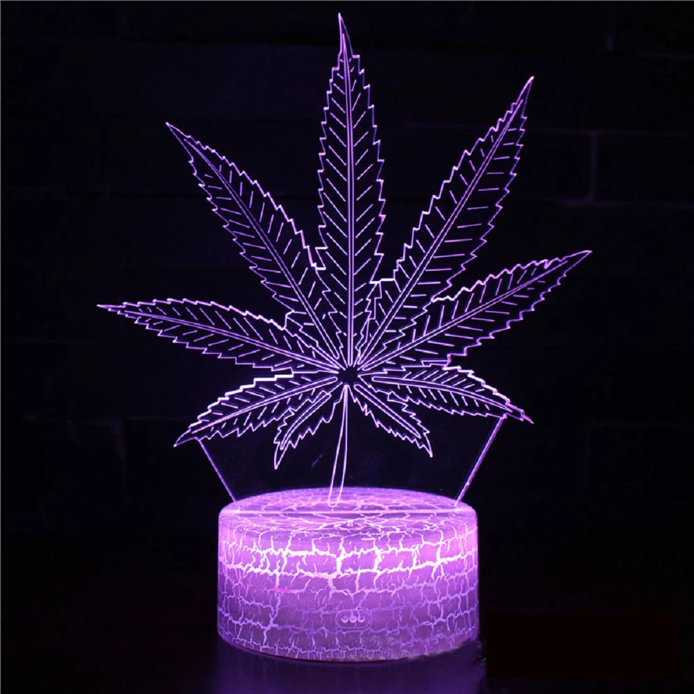 

Acrylic Led Night Light Weed Usb Battery Powered Table Lamp Color Changing Touch Sensor Home Decor Light Kids Bedroom Nightlight