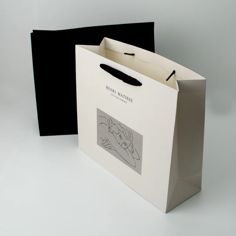 

Wholesale Custom Printed Your Own Logo Packaging White Brown Kraft Gift Craft Shopping Paper Bag With Ribbon Handles