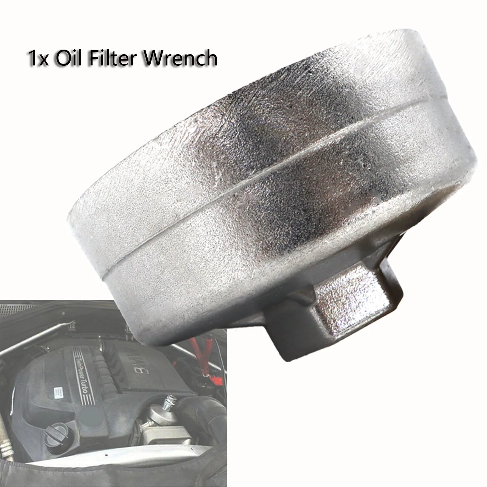 

1pc Car Oil Filter Cap Socket Wrench Silver 74mm x 14 Flute Removal Tool For VW Audi A4 A6 Ford Mercedes Porsche Car Accessories