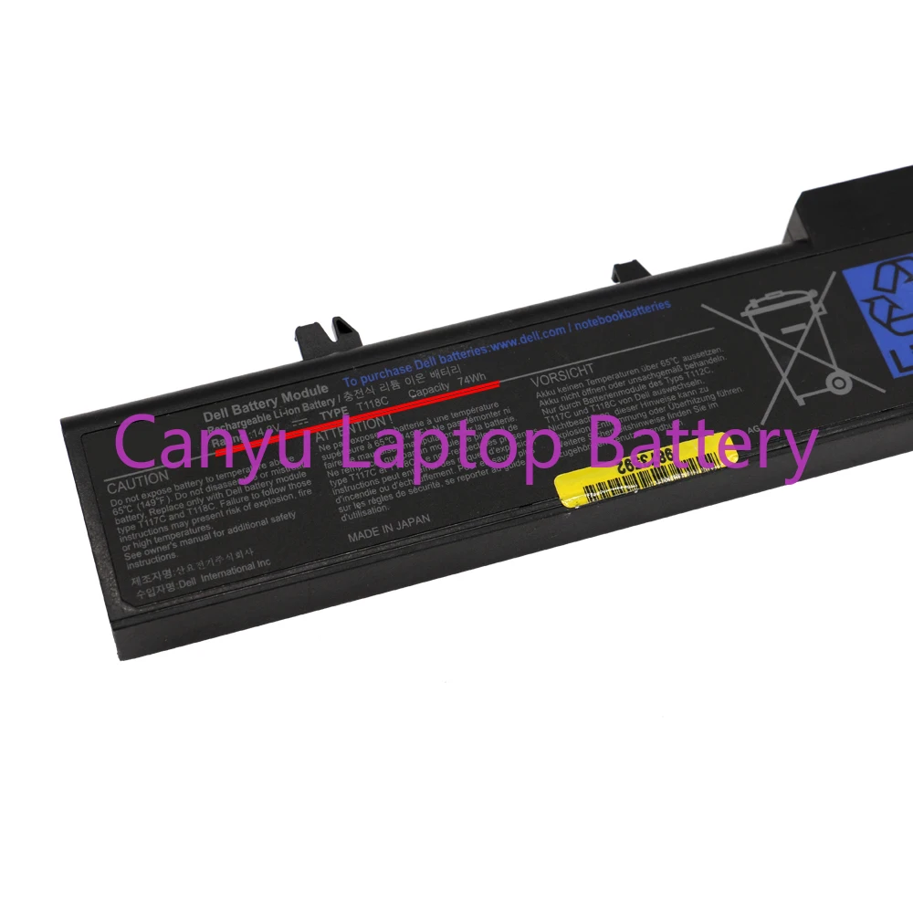 

Аккумулятор для ноутбука Vostro 1710n 1720n 14,8-312 0740-312 0894-451 P721C P722C 0G278C 0P722C G280C, 10611 в, 74 Вт/ч, T118C