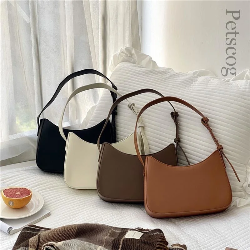 

Bags For Women 2023 Fashion Pu Leather Zipper Underarm Bag Ladies Simple Design Casual Travel Handbag Bolsas