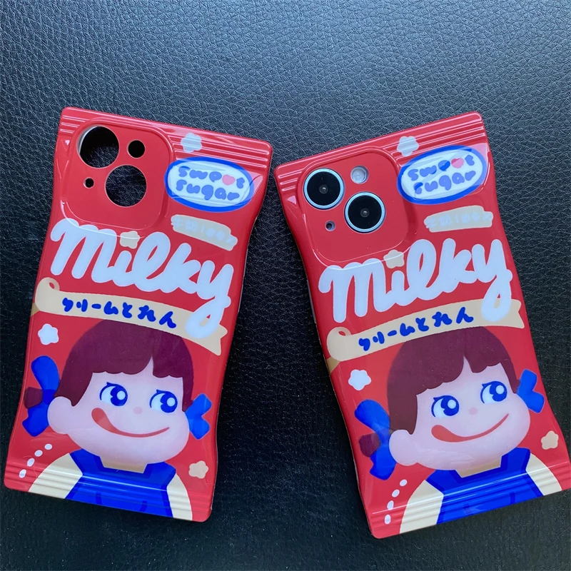 

Japanese and Korean candy red bottom shell snack bag peach smile phone case for iPhone 13 mini 14 12 11 Pro Max XR XS Max X plus