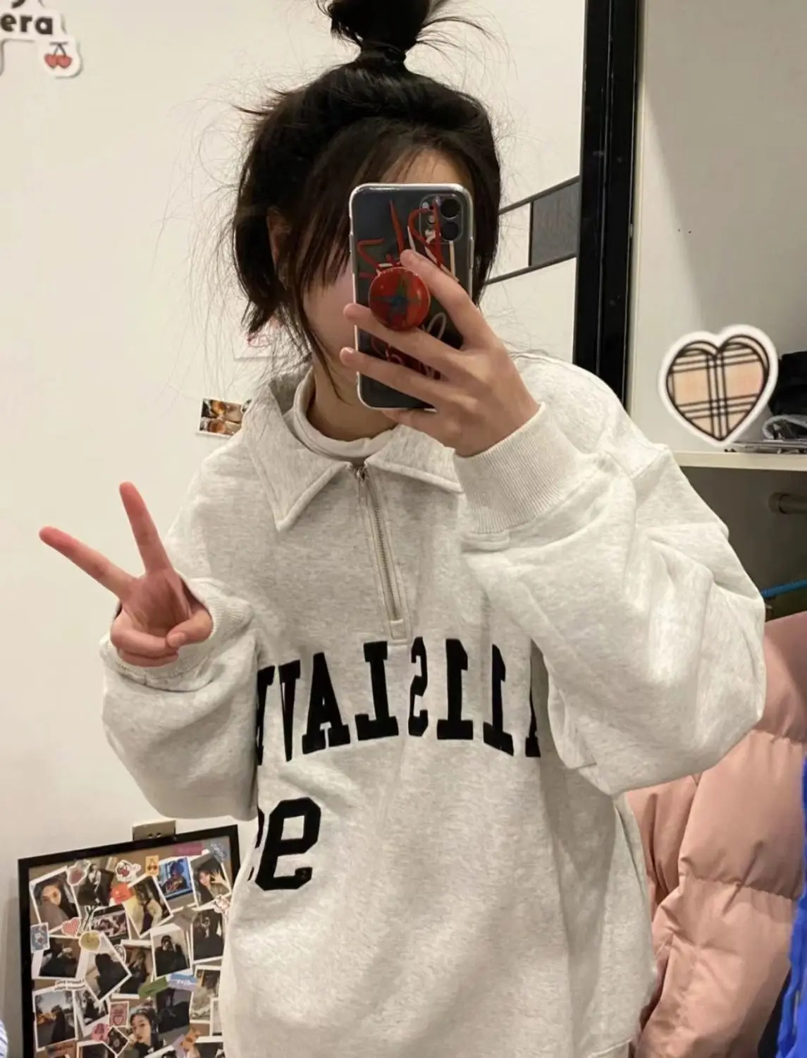 

Американский винтажный топ-поло с воротником Женская осенне-зимняя новая свободная нишевая школьная Толстовка bf lazy