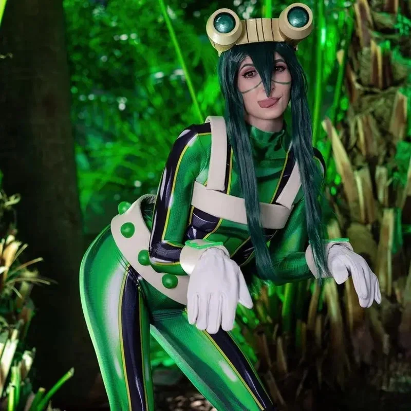 Фото Костюм для косплея My Hero Academia Фропи Цуу Асай на Хэллоуин 2026, комбинезон зентай для женщин, девочек и детей PINZR №1