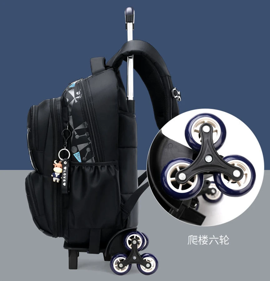 2022 High-capacity Student Shoulder Backpack on Wheels Waterproof Luggage Rolling Bags Detachable Children Rolling School Bags