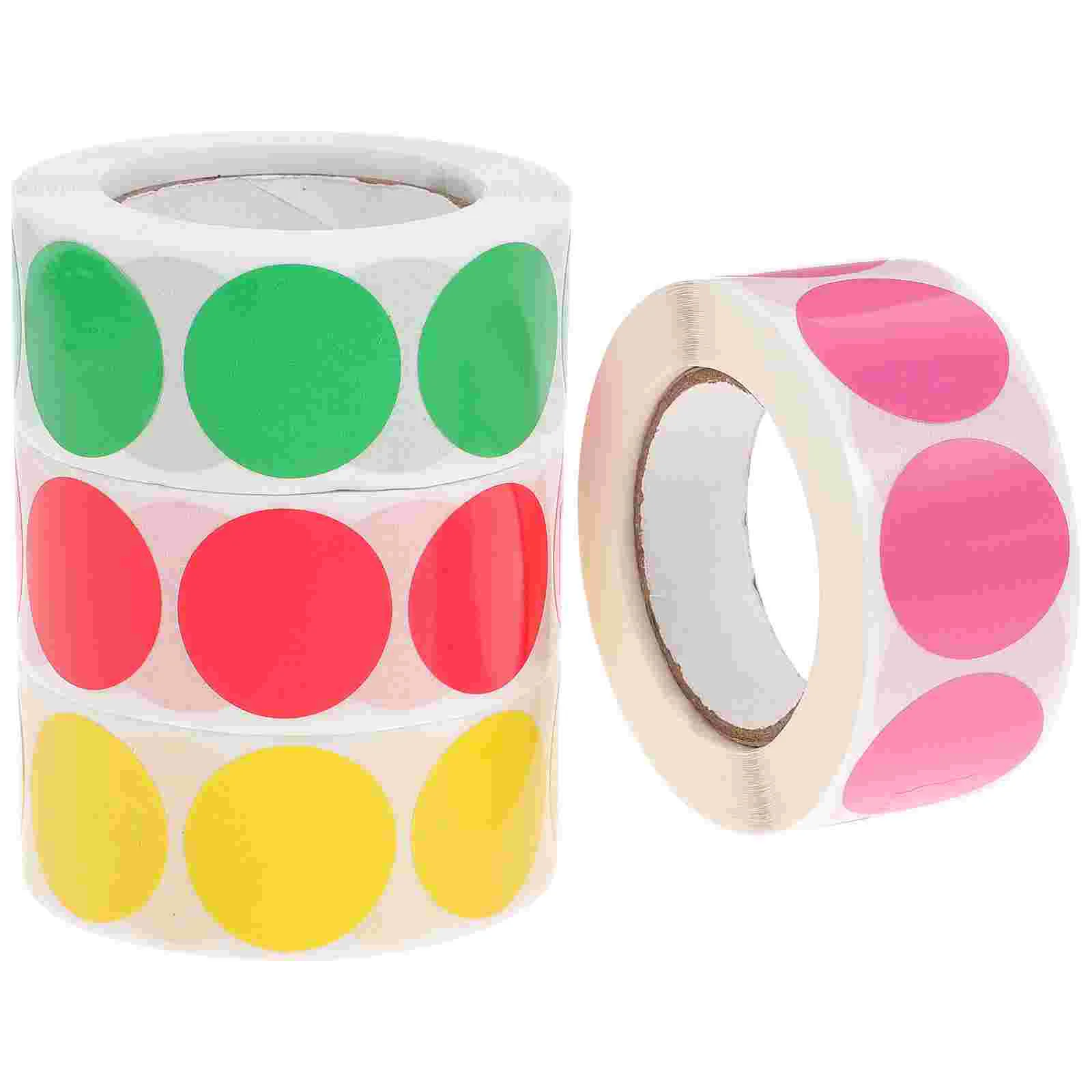 

4 Rolls Colorful Coding Label Stickers Adhesive Dot Stickers Solid Colors Round Stickers