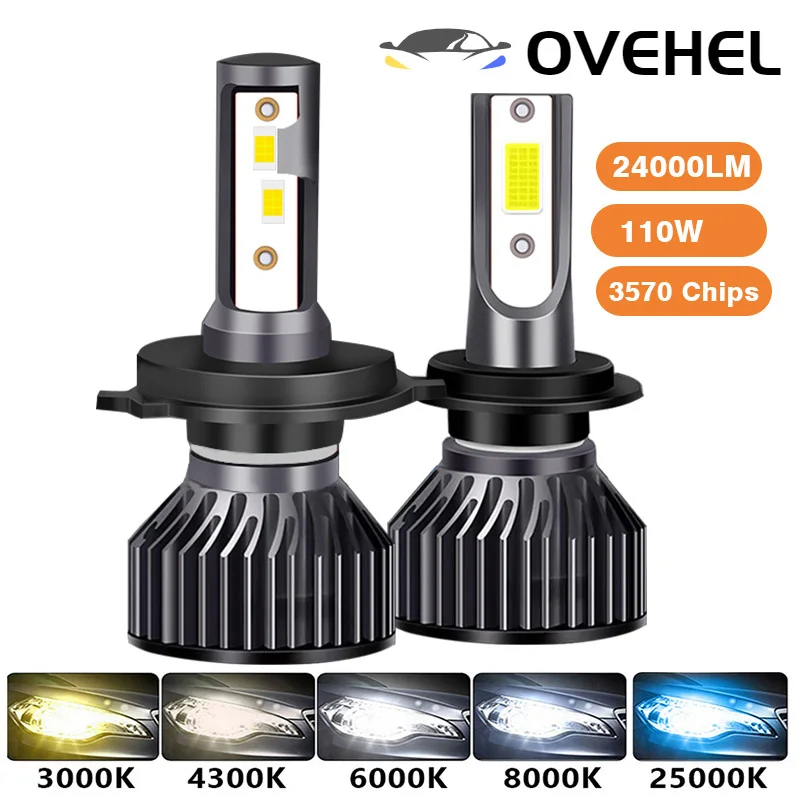 

H4 LED Headlight 24000LM 3570 Chip 110W LED H7 H1 H11 H8 H9 4300K 6000K 8000K 16000LM PTF Ice Bulbs Turbo Fog Light 12V