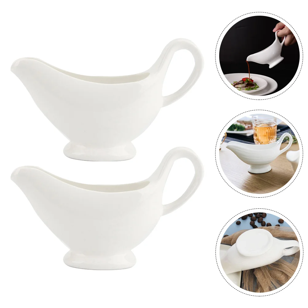 

2Pcs Gravy Boats Gravy Sauce Boats Condiment Boats Saucier Boats with Handle