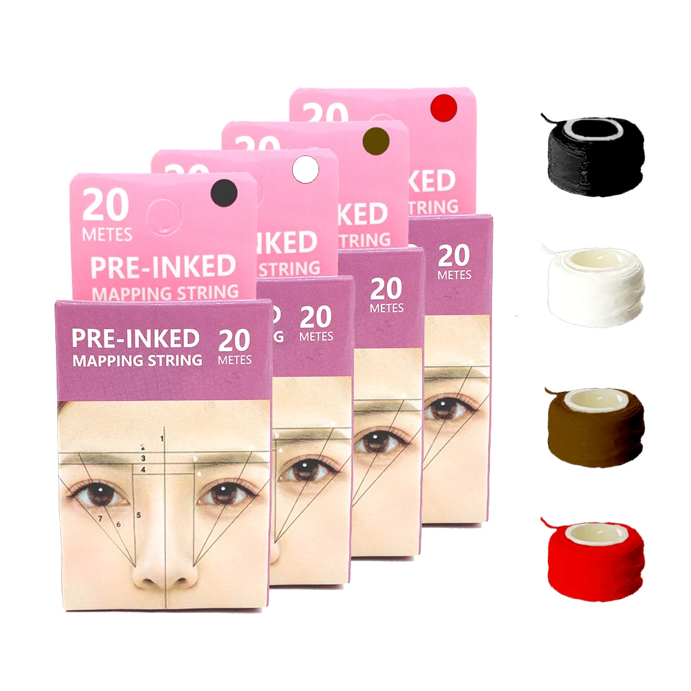 10PCS Newest 20m Pre-inked Microblading Tattoo Eyebrow Mapping String Semi Permanent Positioning Brows Measuring Thread Tool