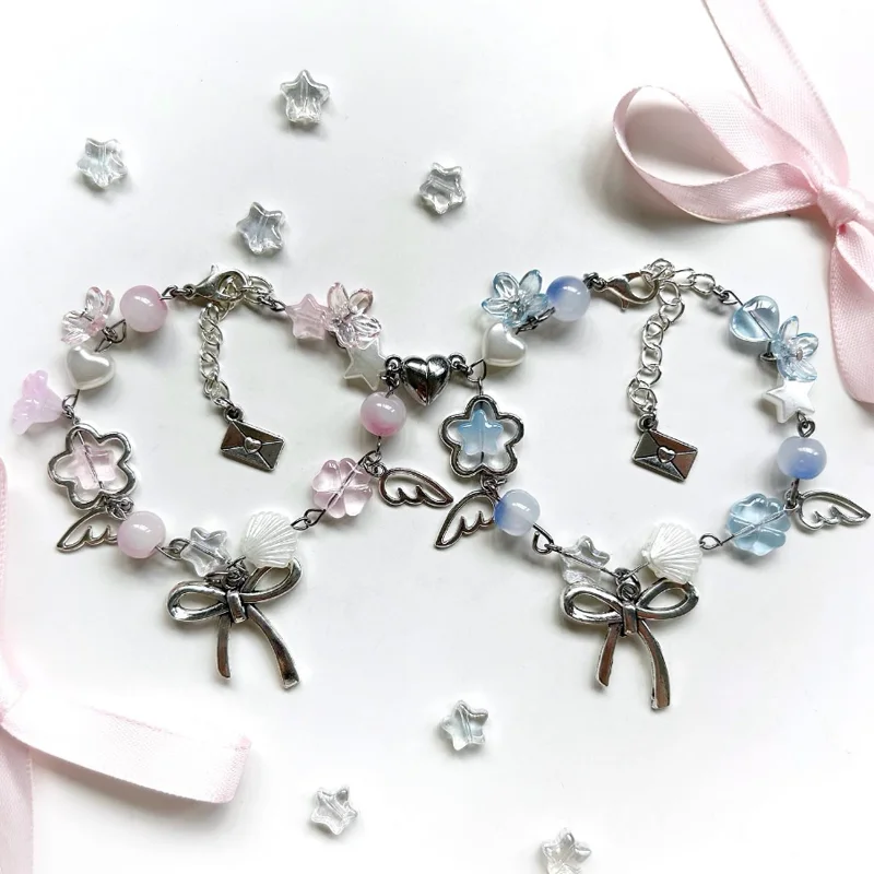 Женский розовый и синий браслет y2k