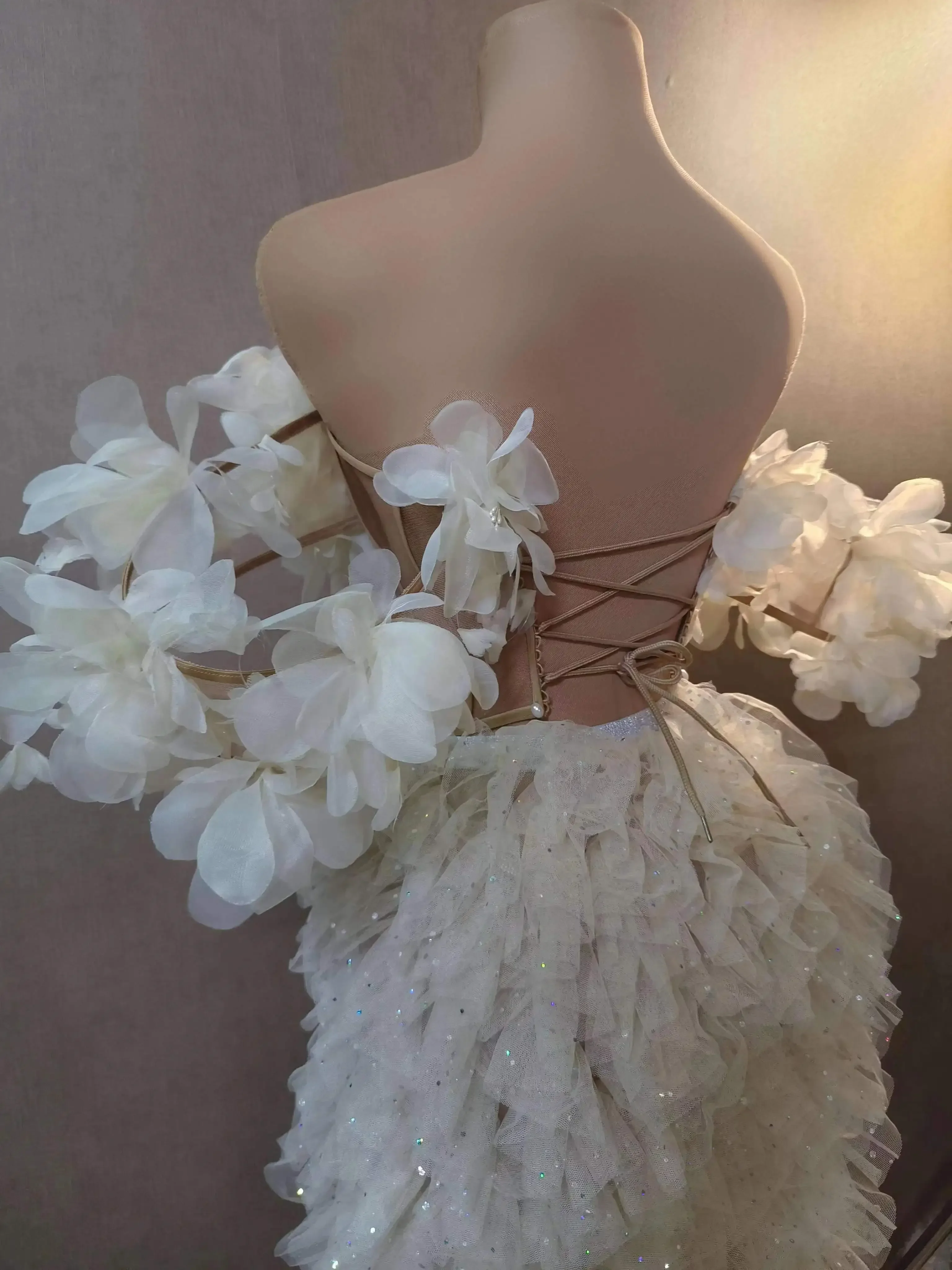 Сексуальный костюм Rave белое свадебное платье нерегулярной сетки топ-труба