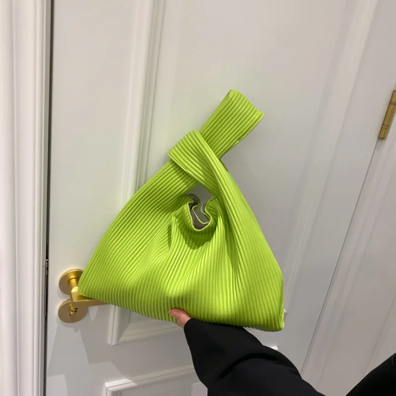 Open Asymmetric Knotted Handbag Bag European and American Fashion Bags Simple and Fashionable Vertical Grain Soft Bag Jiaozi Bag