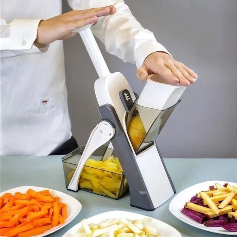 

Manual Vegetable Cutter 5 In 1 Food Chopper Safe Not Hurting Your Hands Potato Shreds Grater Lemon Slicing Slicer Kitchen Gadg