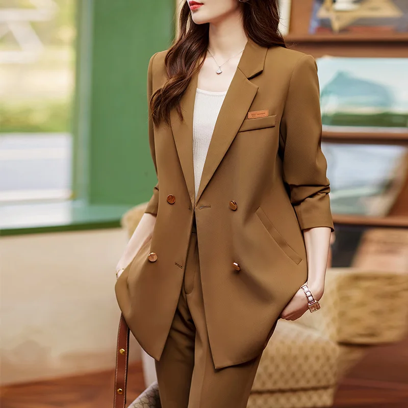 2023 Новый однотонный Модный маленький костюм с длинным рукавом пальто облегающая