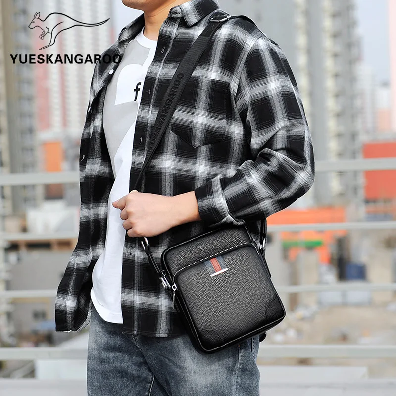 High Quality Genuine Leather Men's Shoulder Bag Business Male Zipper Crossbody Luxury Waterproof Messenger Bag For Man