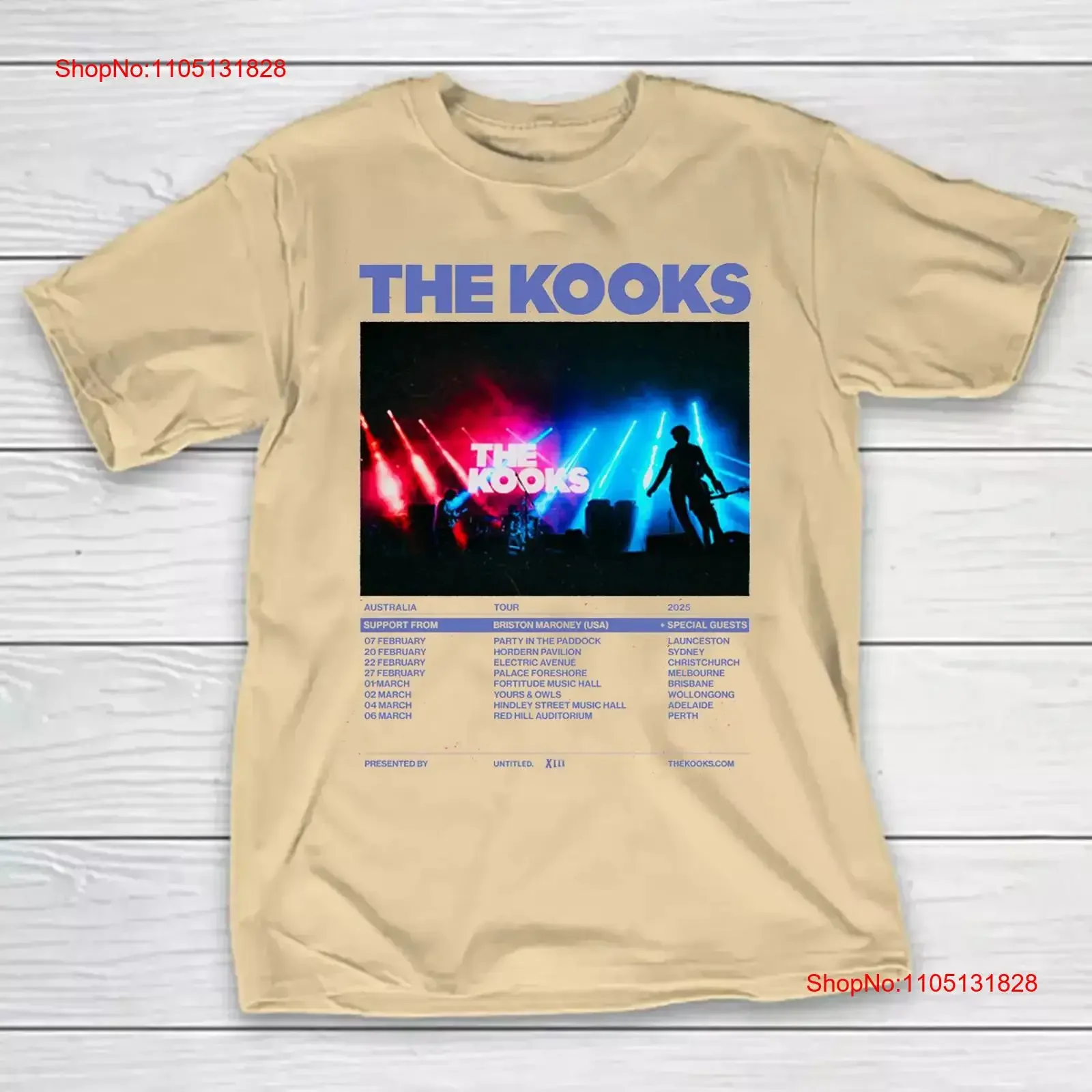 Фото НОВАЯ футболка The Kooks Australia Tour 2025, желтая, все размеры KK114, винтажный стираный топ для повседневной носки, слегка дышащий №1