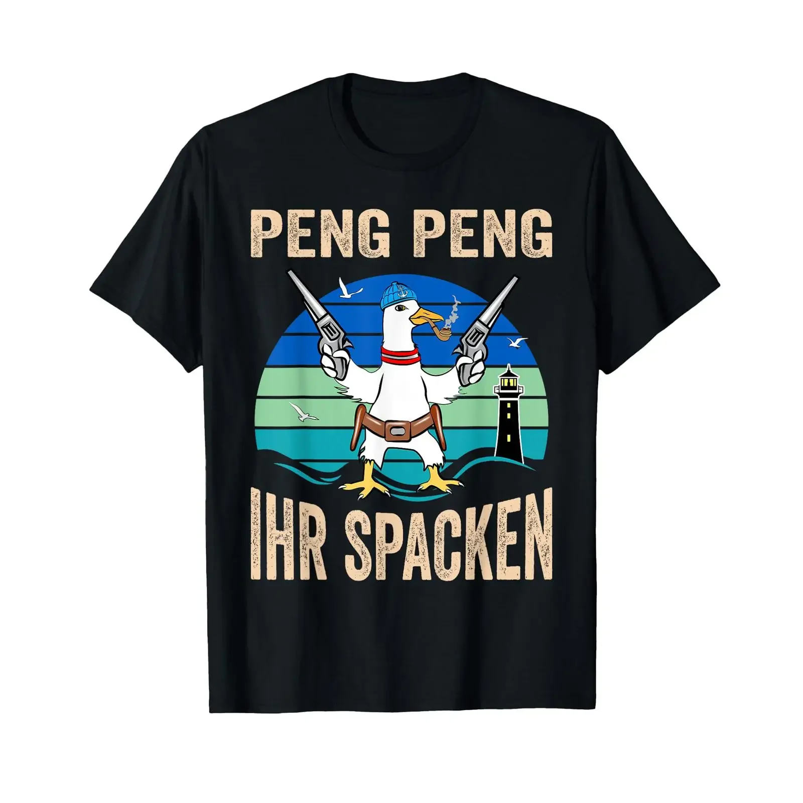 Фото Футболка Moinsen Moin Peng Her Spacken Seagull Digga, винтажная, с эффектом потертости, стильная, слегка свободного кроя, для повседневной носки, универсальная, мягкая №1