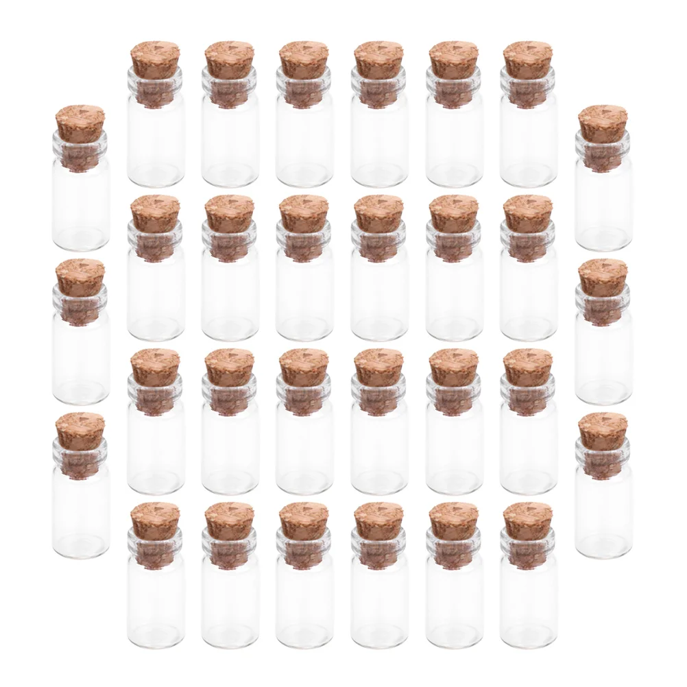 

30 Pcs Miniature Vials Cork Tiny Glass Jars Wishing Bottle Diy Pendant Jewelry Bead Glass Jar Vial Bead Container
