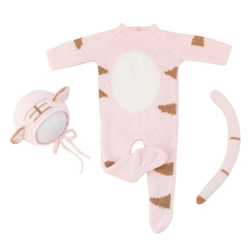 

77HD реквизит для фотосъемки новорожденных детская Милая тигровый комбинезон шапка для кукольного хвоста младенцев для фотосъемки шапочки к...