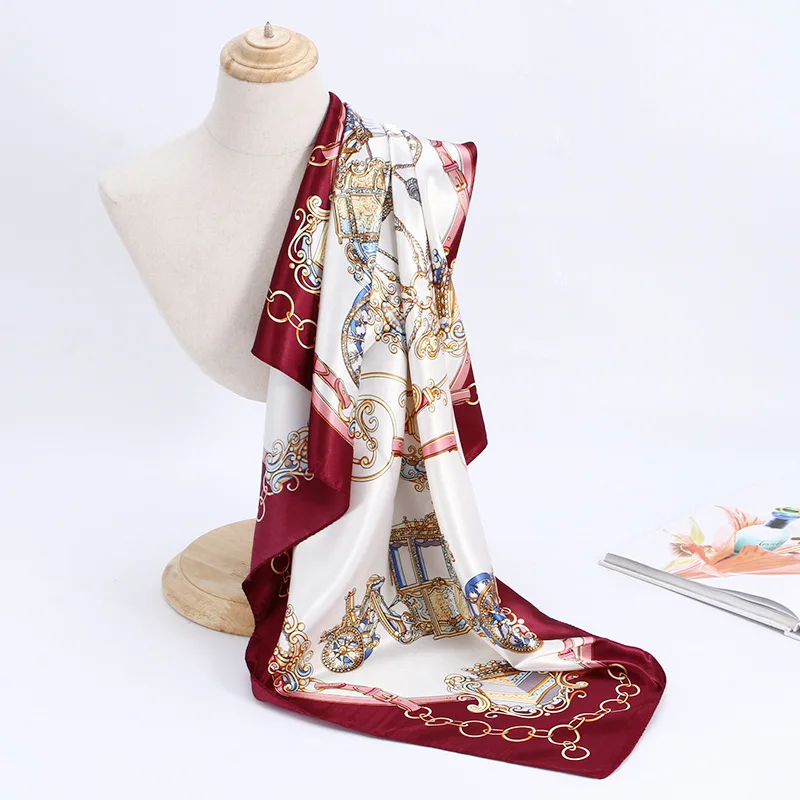 

Square Shawls Wraps Bandana Head Scarfs For Women Fashion Headband Hijab Scarf Ladies 90*90CM Elegant Handkerchief Neck Scarves