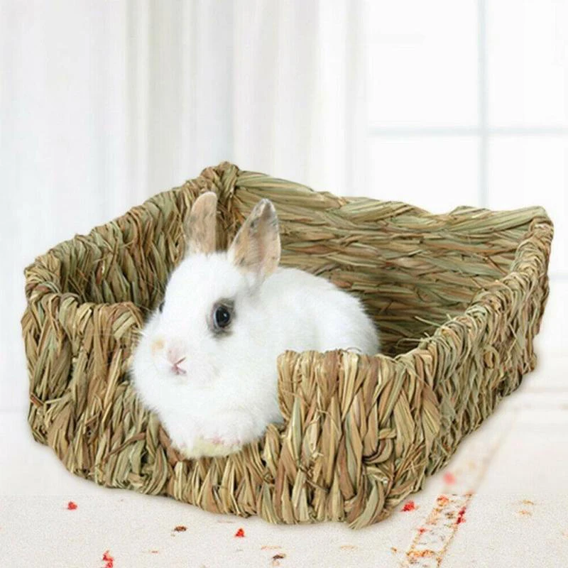 

Woven Grass Rabbit Cage Pet Accessories Supplies Natural Small Animal Hamster Guinea Pig Cages Bed Nest House Healthy Chew Toys