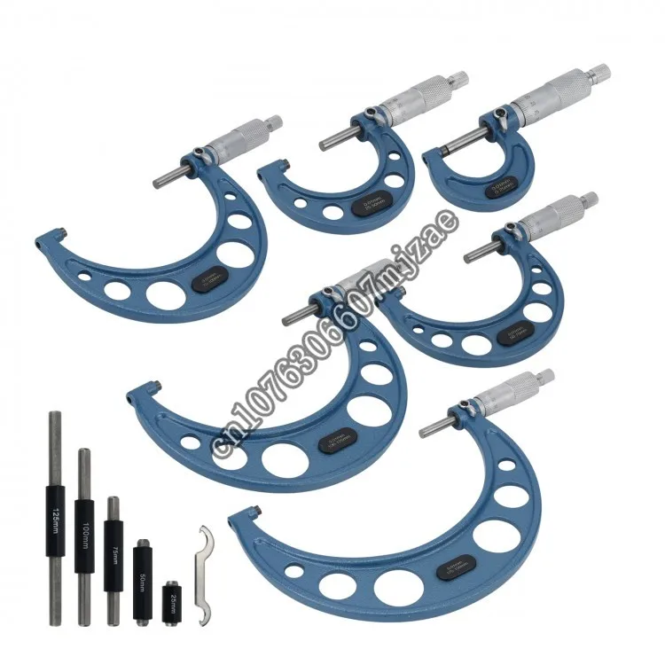 

6pcs 0-150mm Outside Micrometer Set 0.01mm Accuracy Carbide Micrometer Set Metric Gauge Vernier Caliper Gauge Measure Tools
