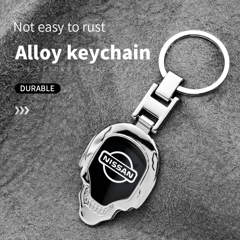 

Car Emblem Skull Style Keychain Metal Motorcycle Men Women KeyRing For Nissan X Trail T32 Qashqai J10 J11 Teana J32 Juke Sylphy