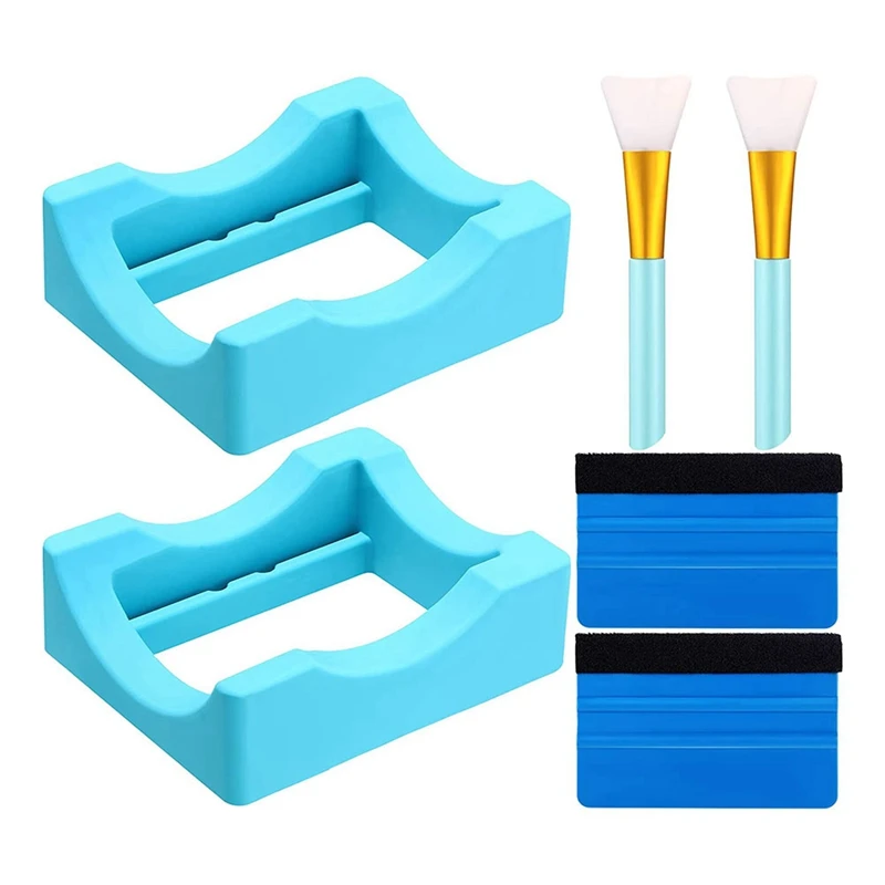 

2 Pieces Handicraft Silicone Cup Holder With Built In Slot 2 Pieces Felt Edge Squeegee With 2 Silicone Brush