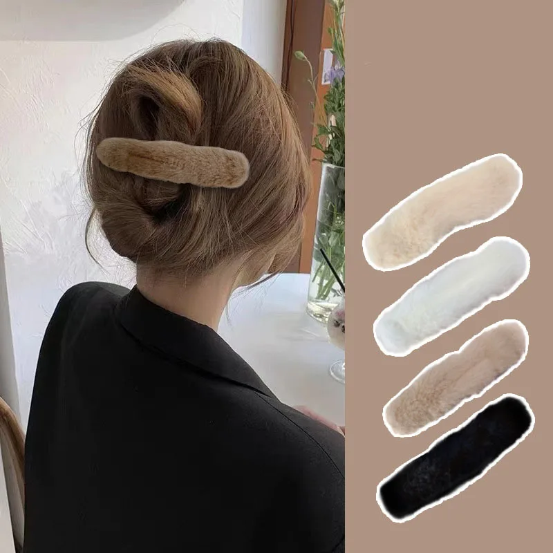 

Заколки для волос из искусственного меха норки и кролика, женские заколки для волос, аксессуары для волос, плюшевая заколка для волос, зимня...