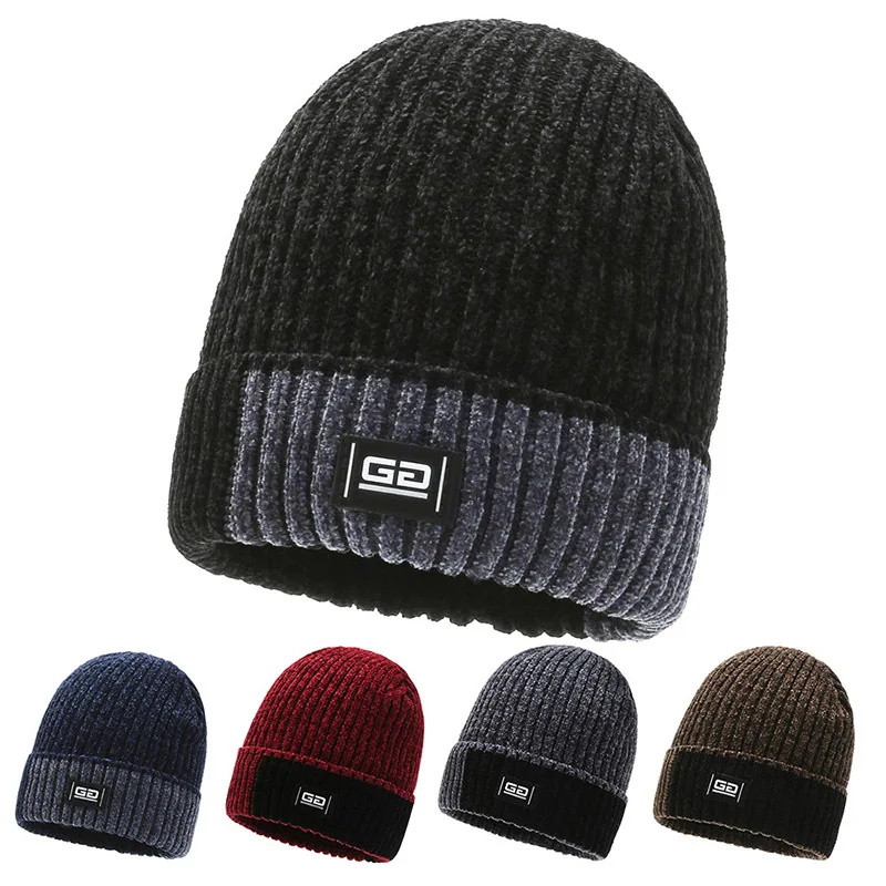 

Thicken Winter Beanie Hats Ski Outdoor Men's Caps Keep Warm Women Knitted Cap Plus Cashmere