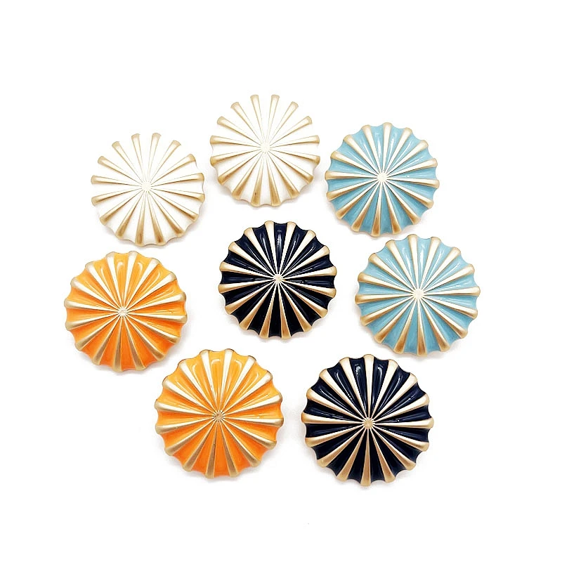 

Metal Lines Round Statement Earrings Oil Painting Sweet Jewelry For Women's Wholesale Accessories