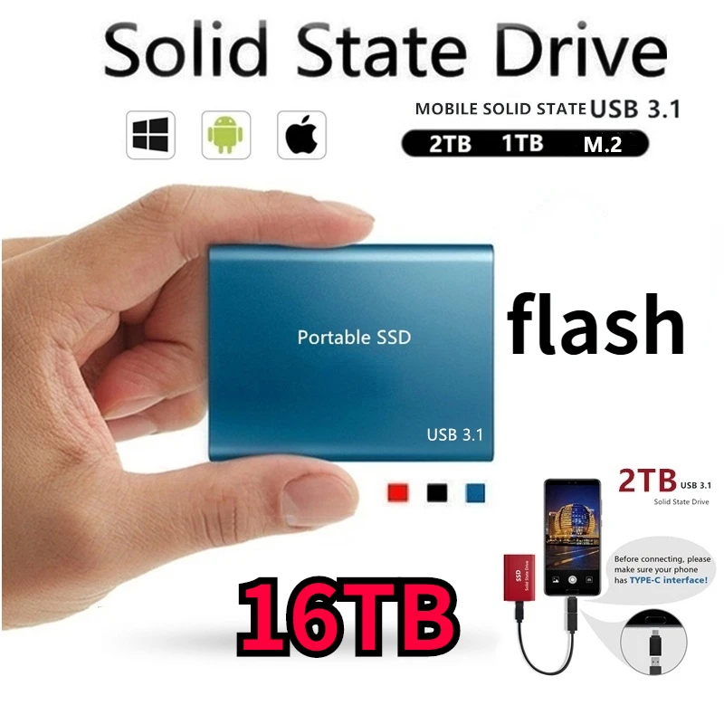 

SSD 16 ТБ High-capacityUSB3.1Type-C интерфейс высокоскоростной портативный жесткий диск металлическая матовая поверхность материал внешний жесткий диск