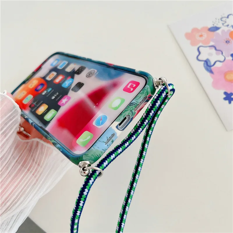 Luxuly высокое качество девушка цветок ремень шнур телефон чехол для iPhone 14 13 12 Pro Max XR