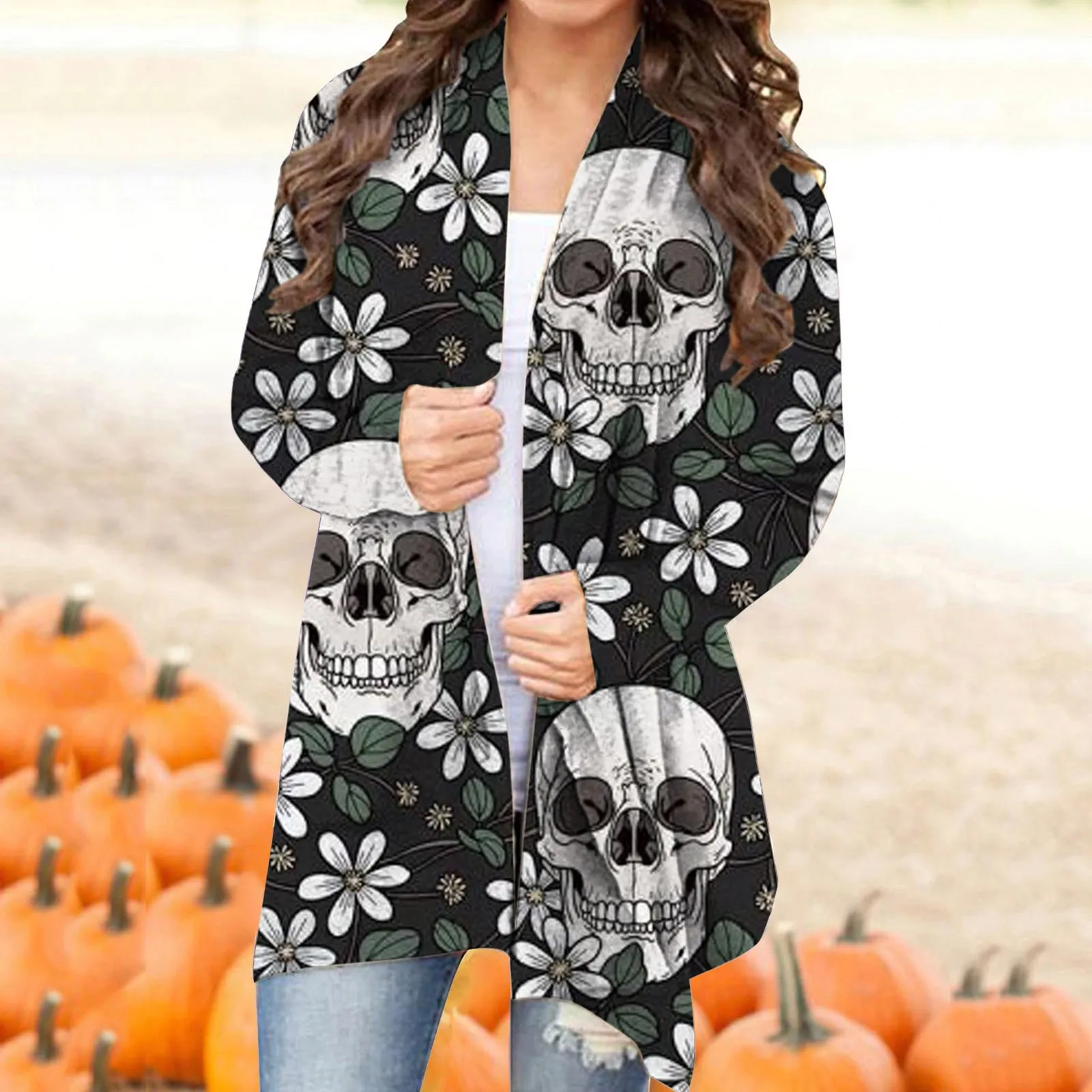 

Women's Halloween Sketelon Knit Cardigan Long Sleeve Open Front Womens Long Cotton Cardigan Sweater Sweater Cardigan Mens