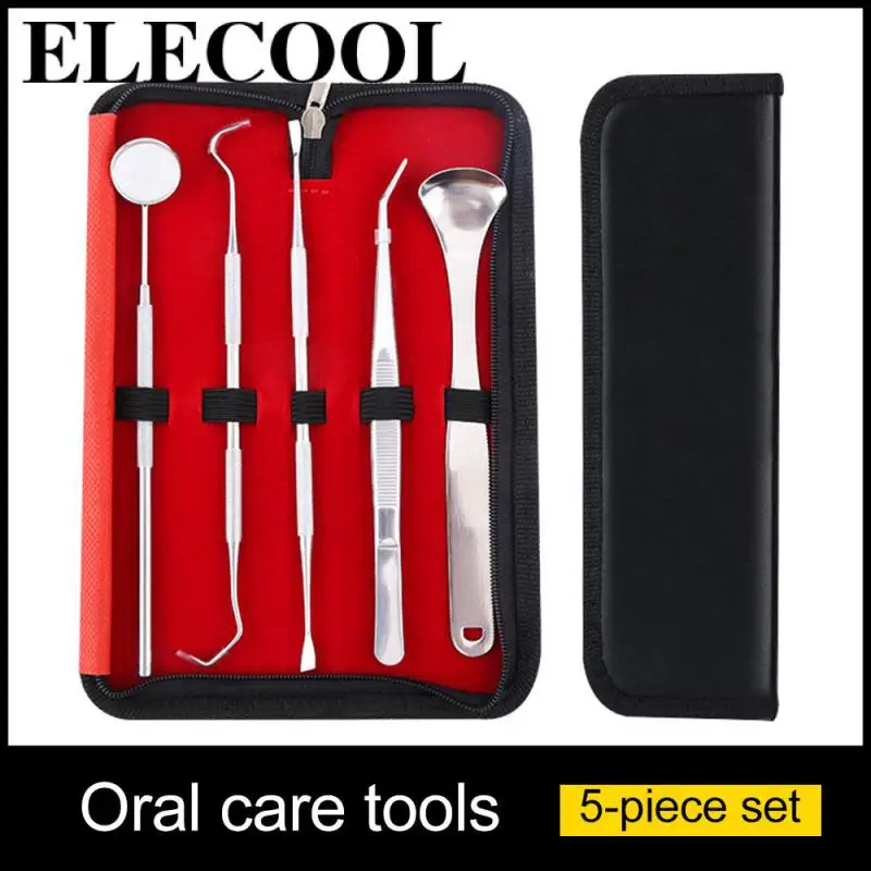 

6Pcs Tooth Cleaning Kit Tweezer Mirror Hoe Sickle Scaler Calculus Plaque Remover Tooth Care Kit Stainless Steel Dentist Scraper