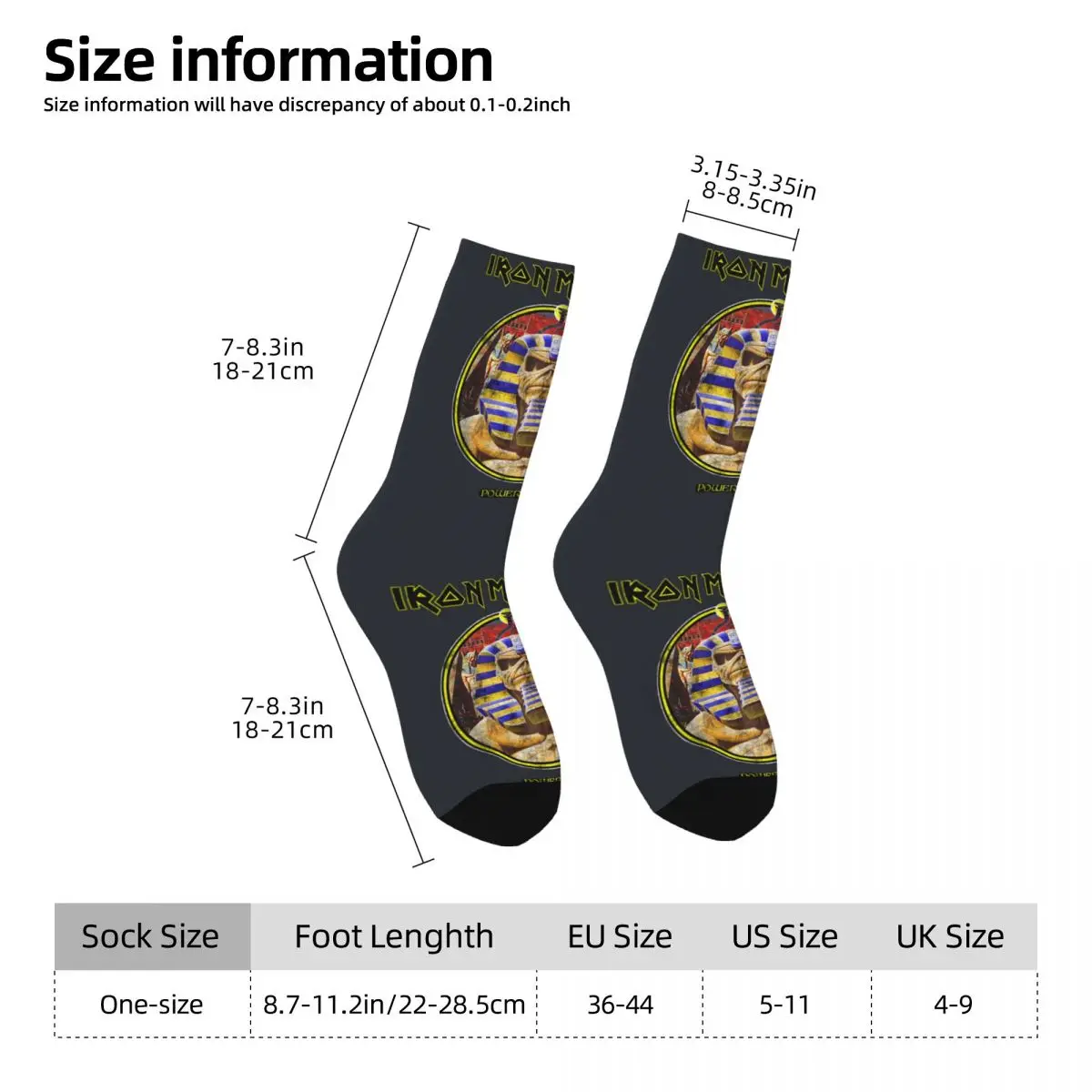 I-Iron Maiden Legacy Collection Powerslave Metal Fan Sock для мужчин i-iron Band Pattern Printed Crew официально-website