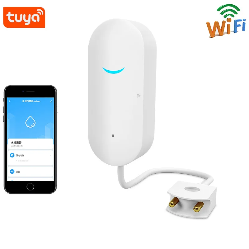 

Tuya Wifi Water Leakage Detector Intelligent Water Immersion Level Remote Sensor Overflow Alarm Smart APP Wireless Notification
