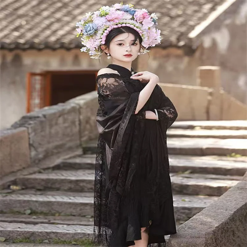 Кружевная шаль в китайском стиле для женщин Ципао Cheongsam вечерний винтажный