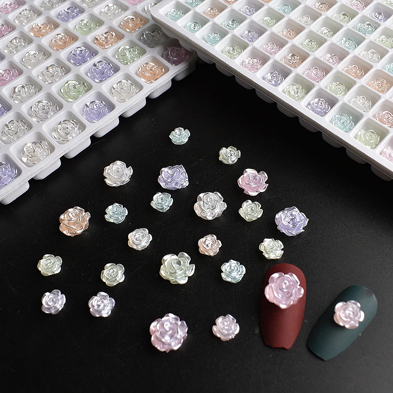 

Pearly Lustre Camellia Mixed Size Nail Art Decoration Resin Rose Mixed Color 3D Manicure DIY Accessories 100/200pcs