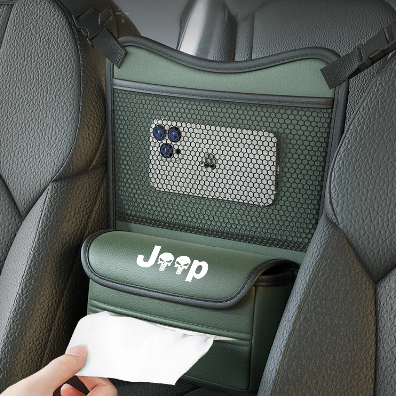 Фото Органайзер для автомобиля Jeep Renegade Compass Patriot Grand Cherokee, сумка для хранения вещей на сиденье, карман для хранения, коробка для салфеток №5