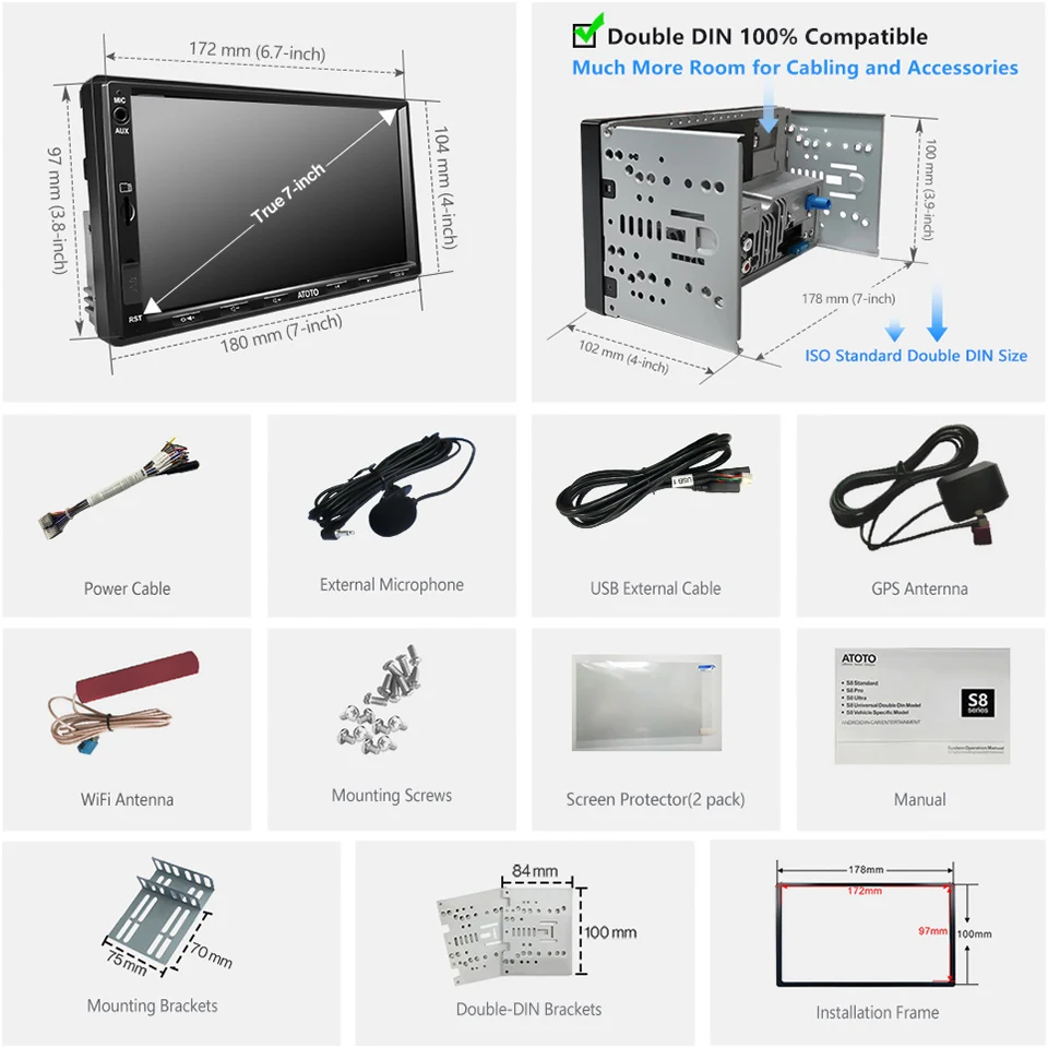 Мультимедийная магнитола ATOTO мультимедийная стерео-система на Android с 7-дюймовым