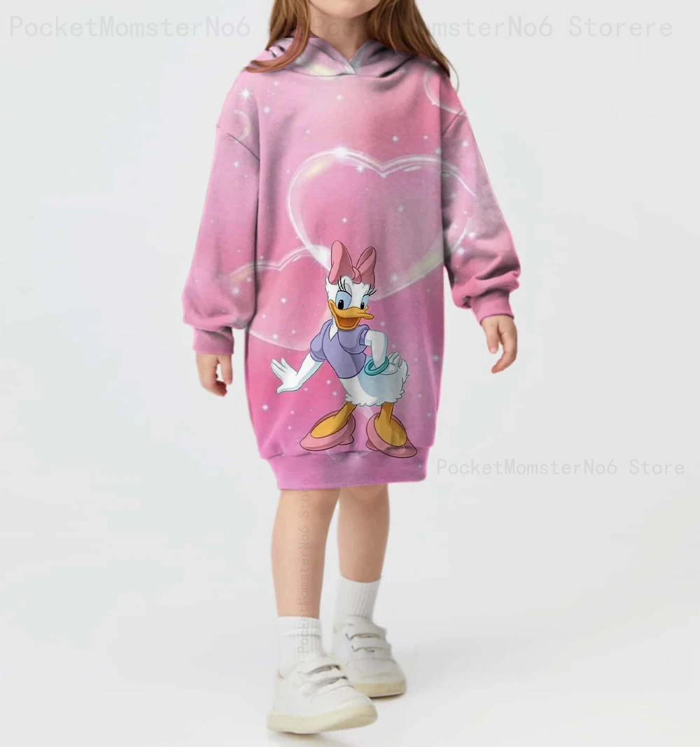 Осенне-зимняя Милая юбка с капюшоном и принтом Дональд Дак