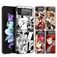 gaara akatsuki phone cover for samsung galaxy z flip case black for samsung z flip 3 5g hard pc luxury foldable shockproof shell