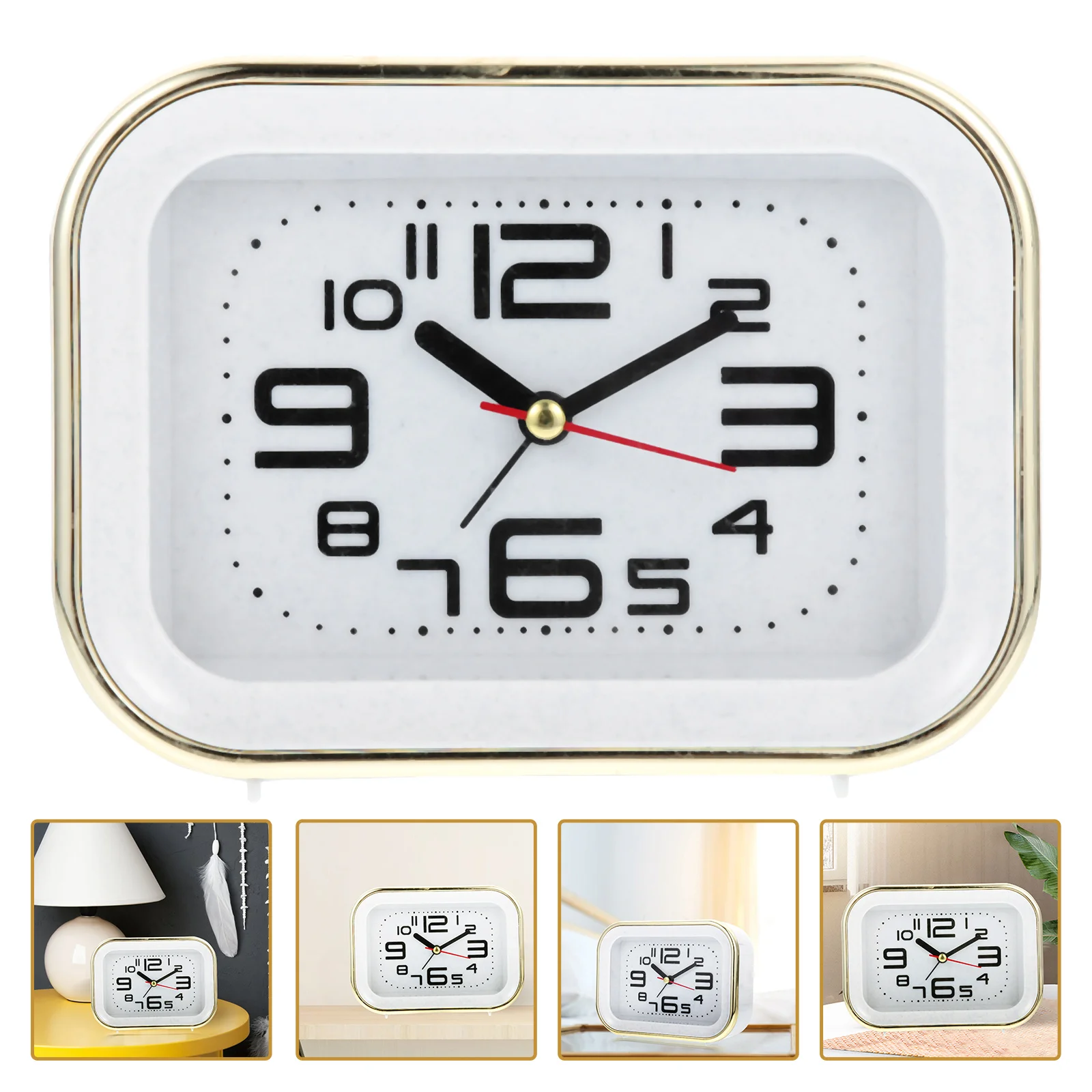 

Battery Analog Desk Clock Tabletop Clock Square Alarm Clock for Students